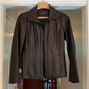 Jones New York Black Leather Jacket Size Medium